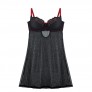 METAPHORE Babydoll bonnets C, D et E + string noir/rouge