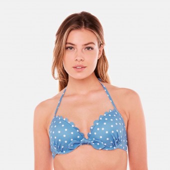 COQUILLAGE Haut de maillot push-up bleu