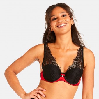 ABYME Soutien-gorge ampliforme coque moulée noir/rouge