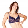 Soutien-gorge ampliforme coque moulée en dentelle française bleu navy