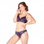 Soutien-gorge ampliforme coque moulée en dentelle française bleu navy