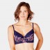YAOUNDE Soutien-gorge ampliforme coque moulée en dentelle française bleu navy